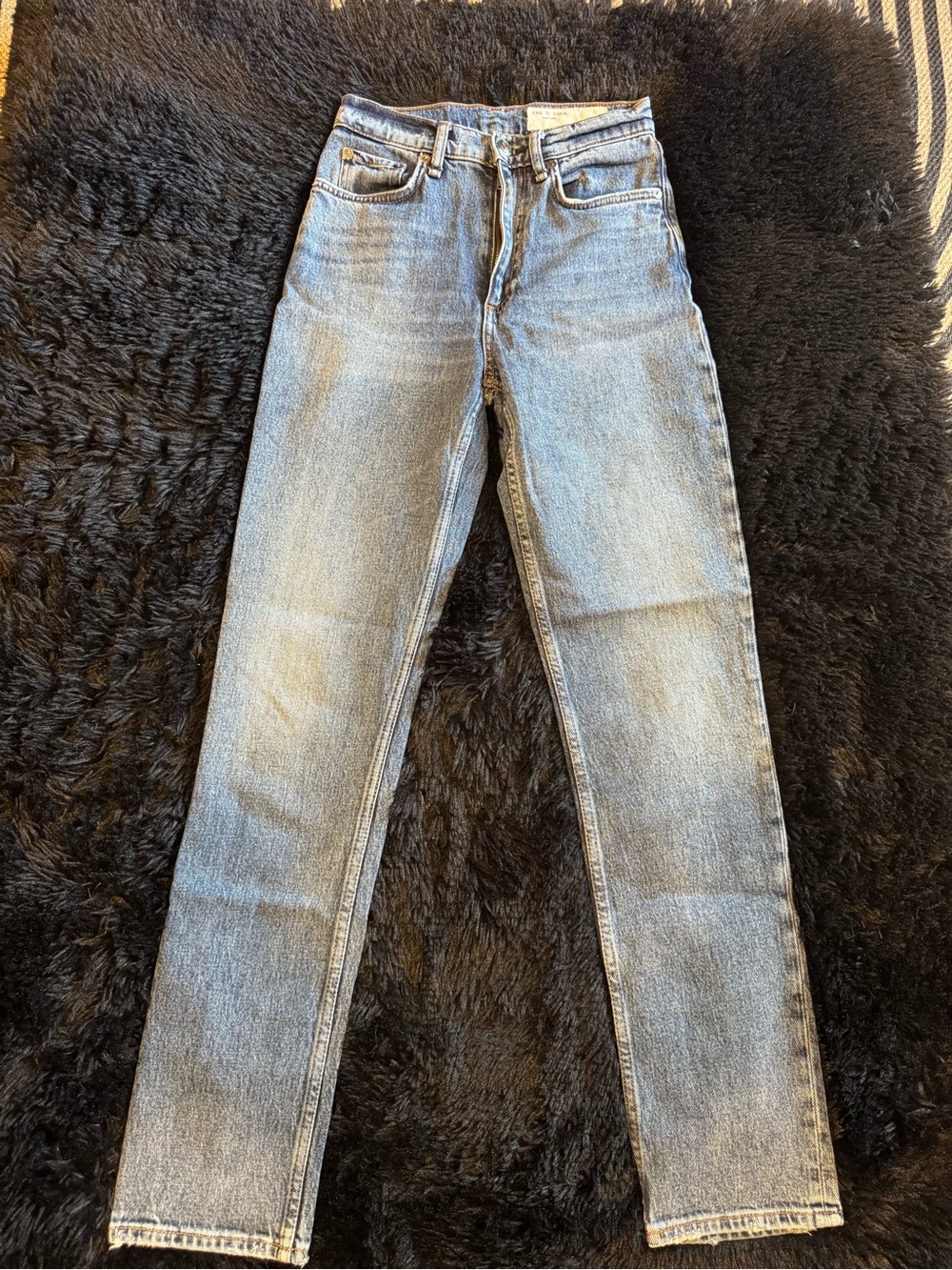 rag & bone High-Rise Slim Straight Jeans in Light Blue Wash